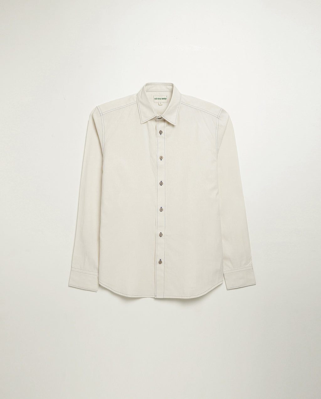 Organic cotton shirt in natural white, front view, midweight