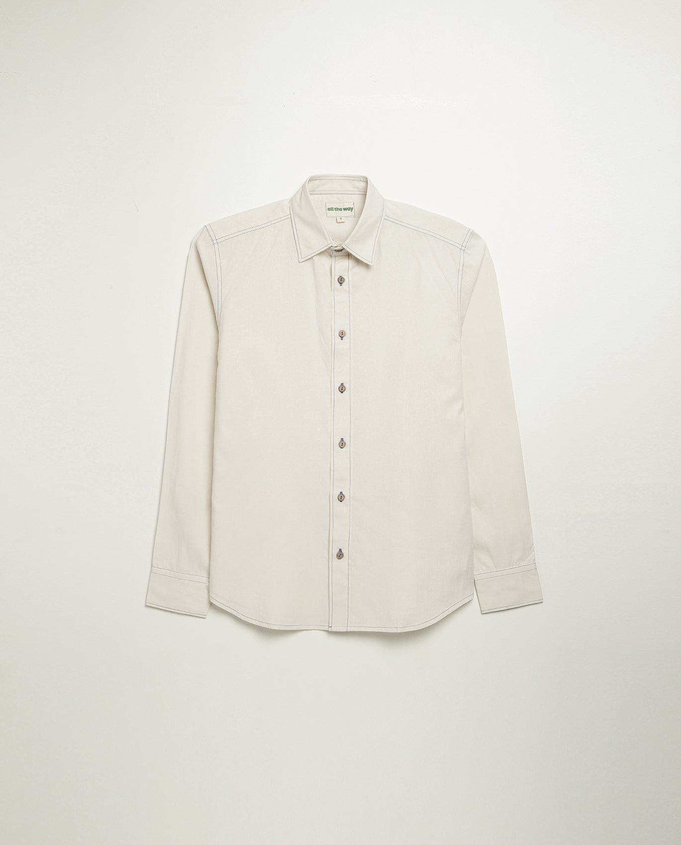 Organic cotton shirt in natural white, front view, midweight