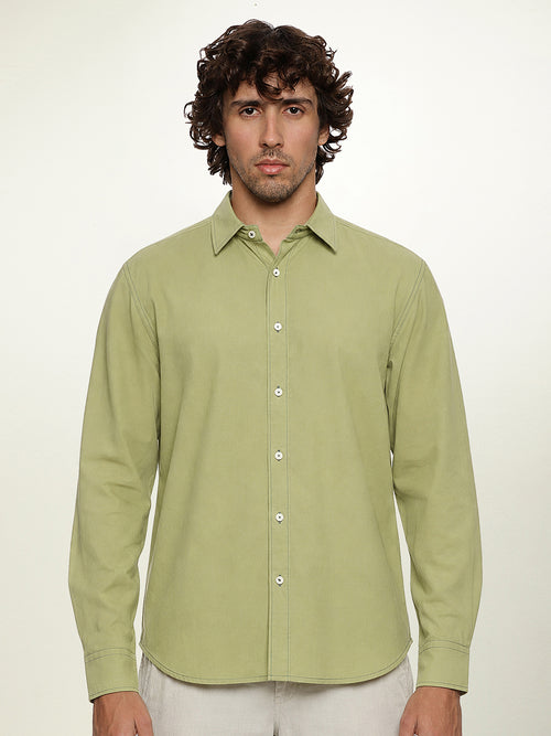 Lightweight Organic Cotton Shirt in Unripe Olive