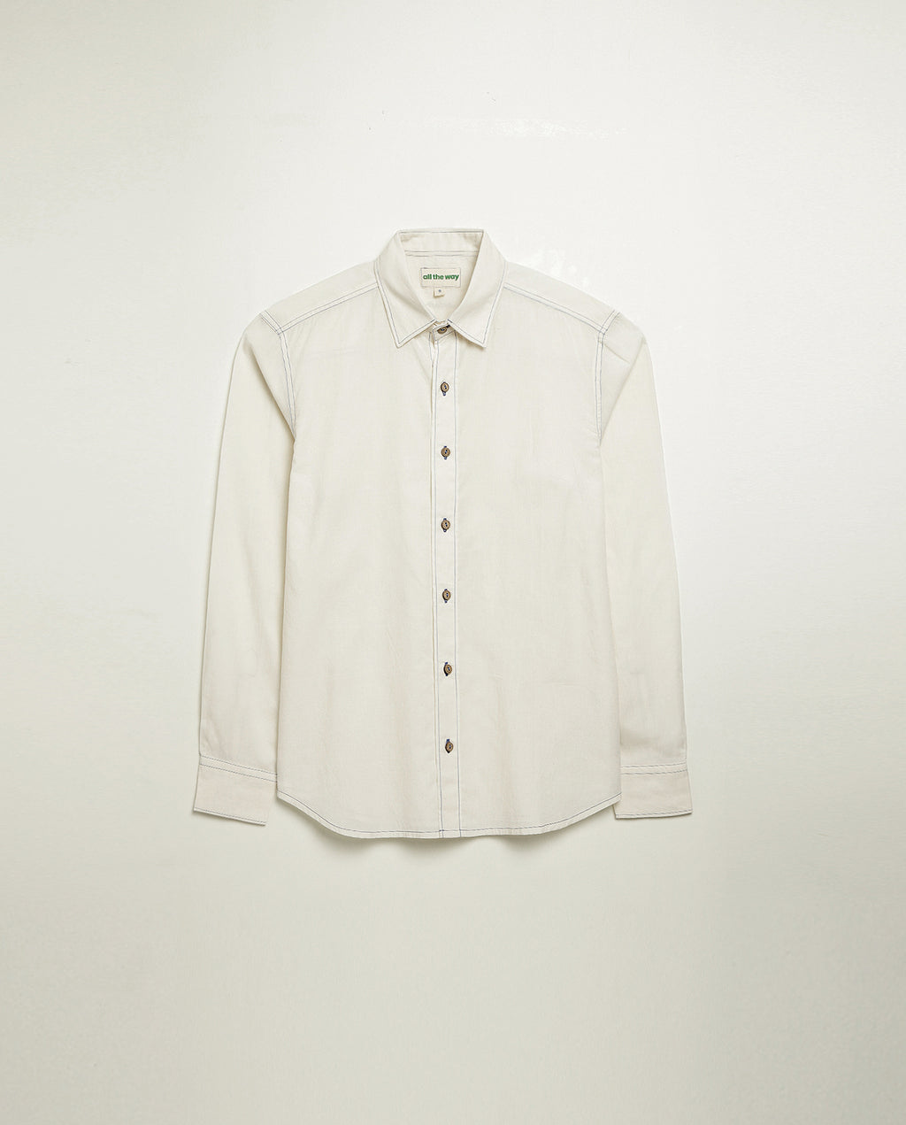 Organic cotton shirt in natural white, front view, lightweight