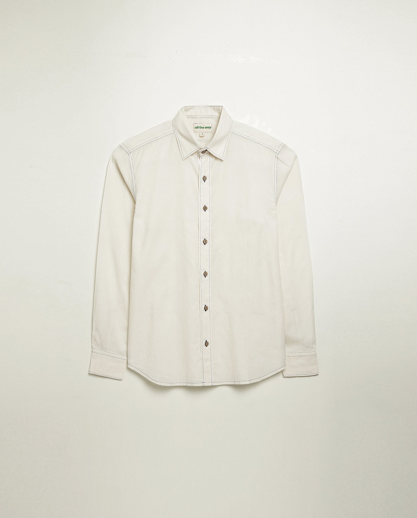 Organic cotton shirt in natural white, front view, lightweight