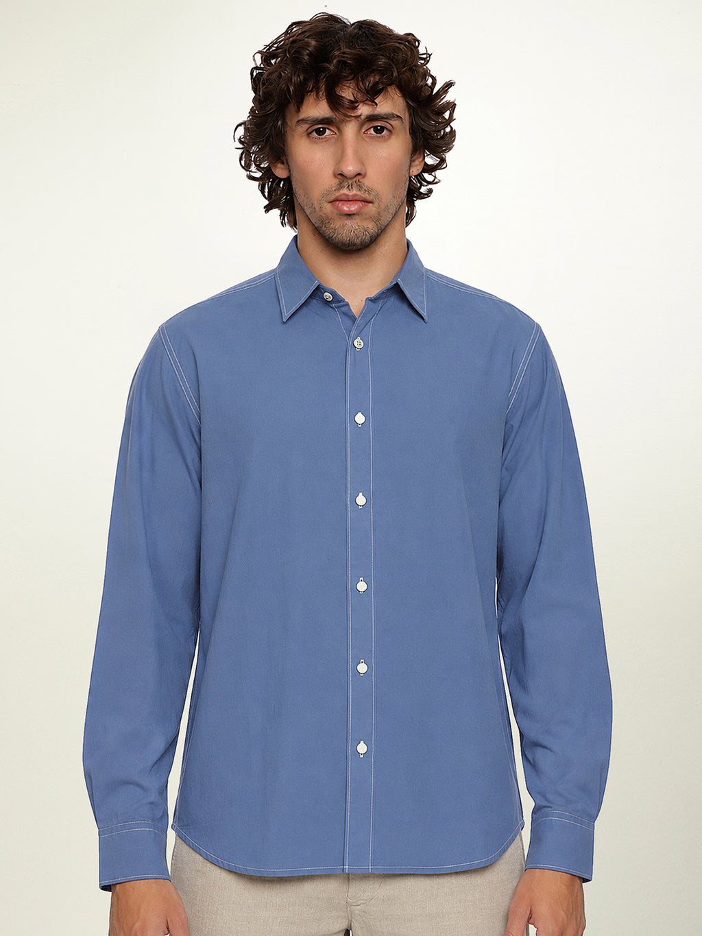 Lightweight Organic Cotton Shirt in Quiet Blue