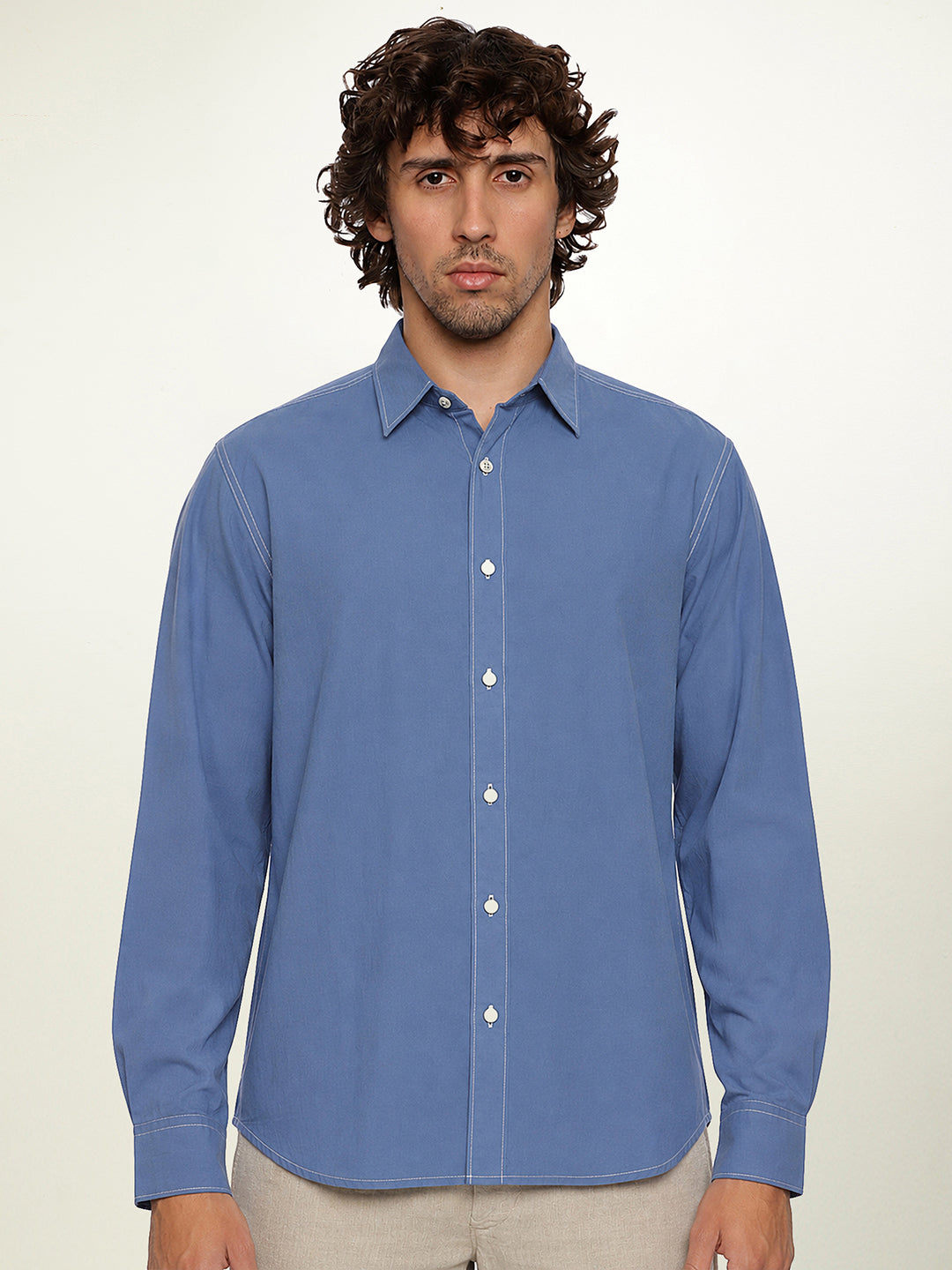 Lightweight Organic Cotton Shirt in Quiet Blue