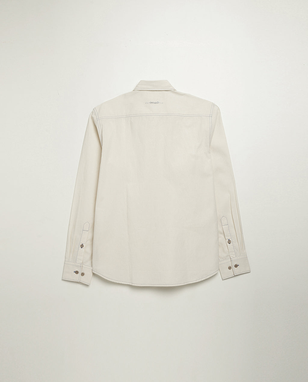 Organic cotton shirt in natural white, back view, midweight