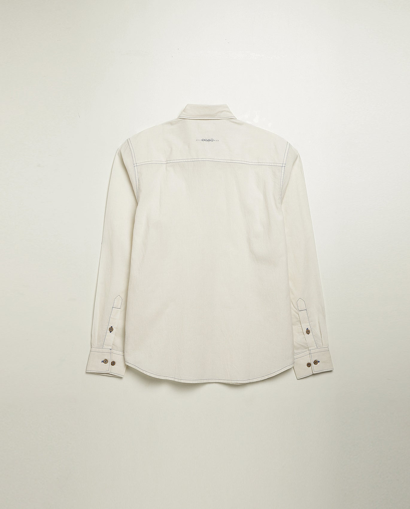 Organic cotton shirt in natural white, back view, lightweight