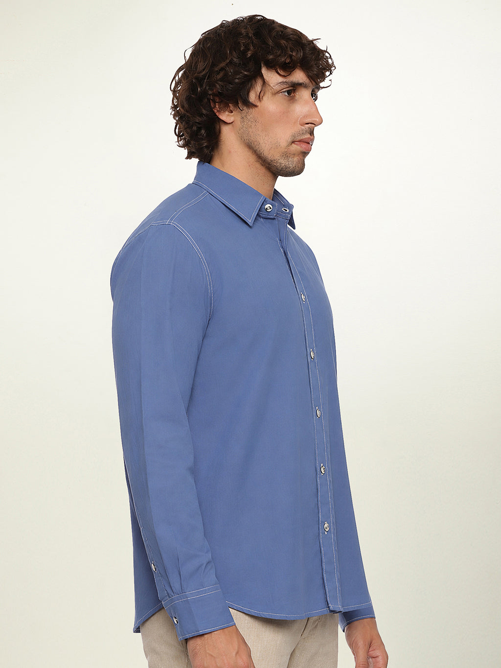 Lightweight Organic Cotton Shirt in Quiet Blue